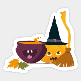 Halloween Pumpkin with happy cauldron Sticker